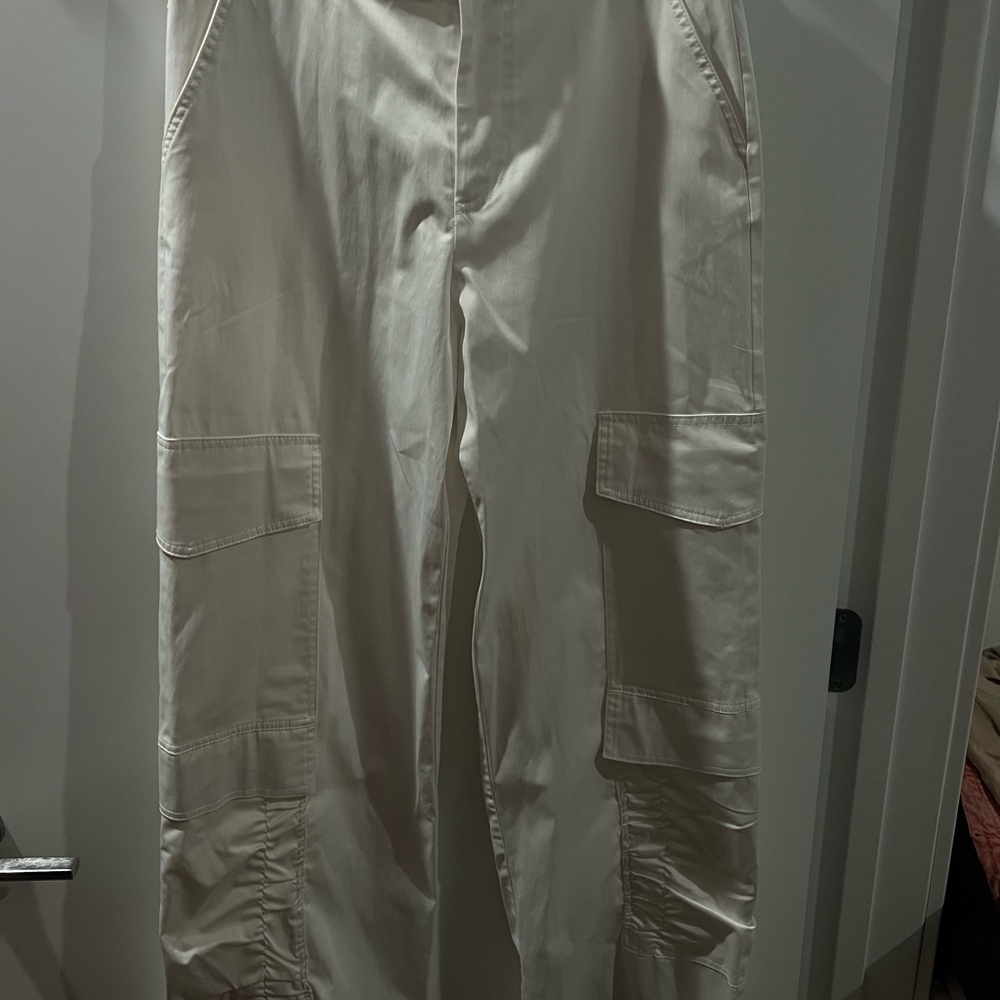 Zara women’s metallic white cargo pants